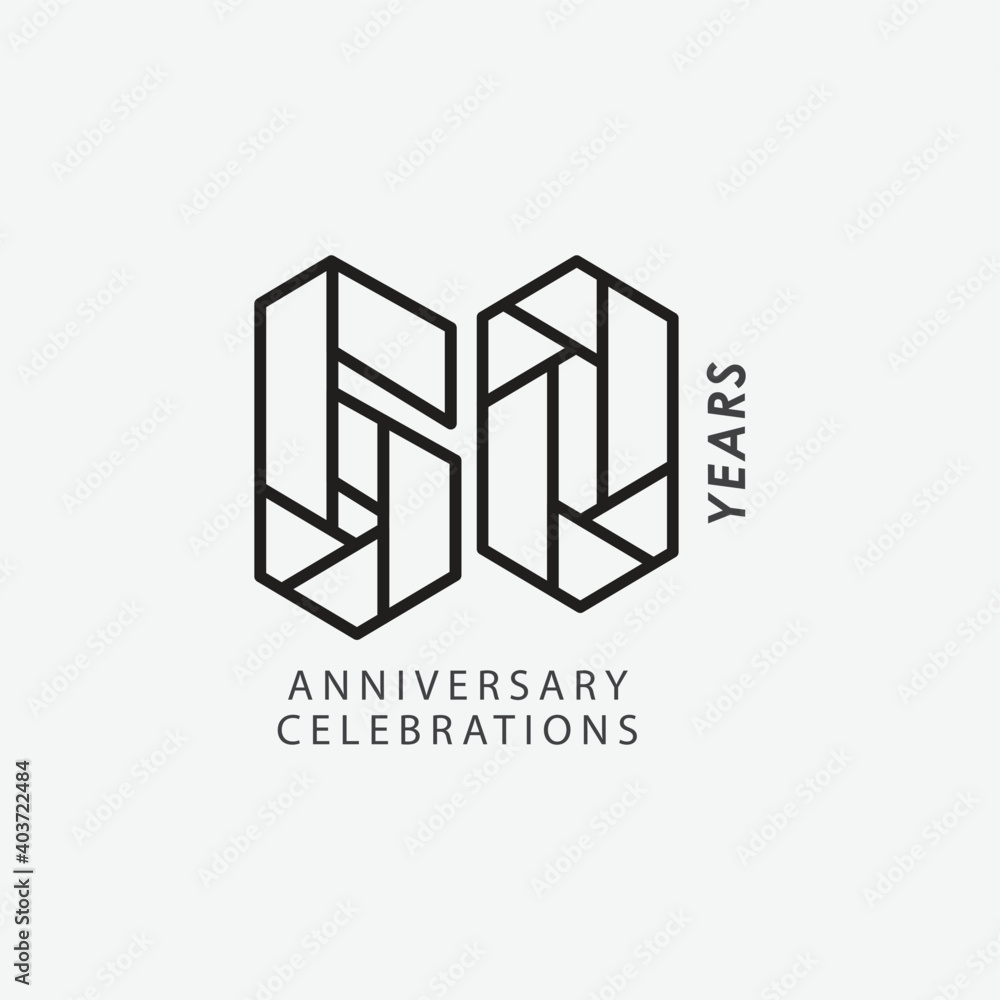 60 year anniversary vector template. Design for your celebration. Stock ...