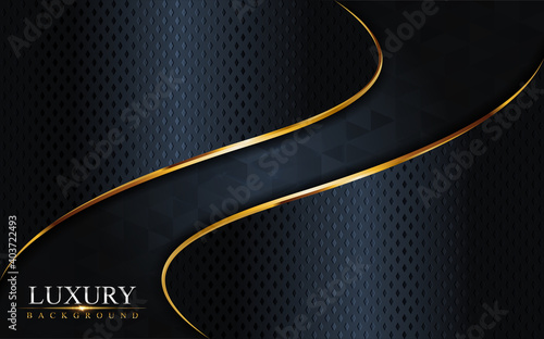 Luxury Dark Navy Combination with Golden Lines Background Design.