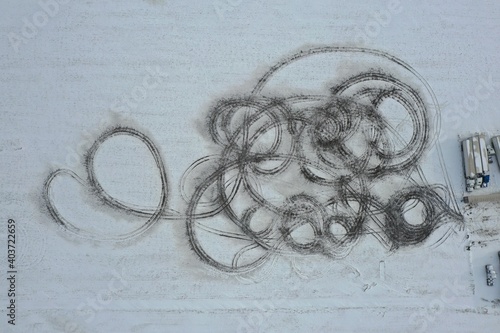 tire tracks in the snow