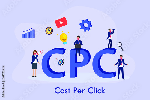 Cost per Click (CPC) 2D flat vector concept for banner, website, illustration, landing page, flyer, etc.
