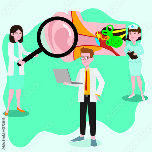 Otology 2D flat vector concept for banner, website, illustration, landing page, flyer, etc.
