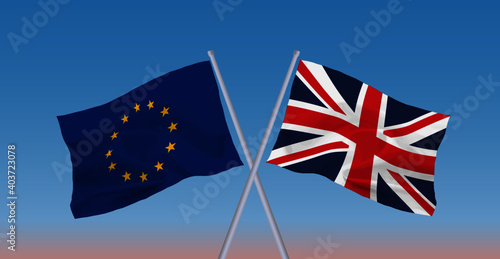 イギリス国旗　EU旗