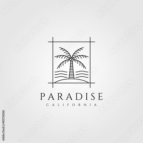 line art island tree logo vector symbol illustration design