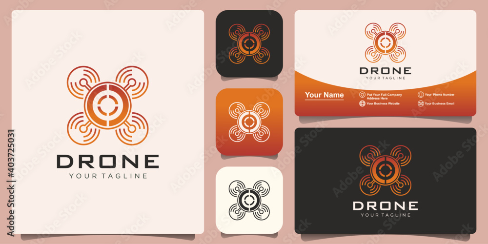 Drone Logo Design inspiration with business card design Drone Logo Design inspiration with business card design