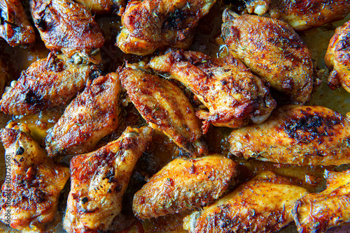 Spicy Buffalo hot chicken wings bbq roasted