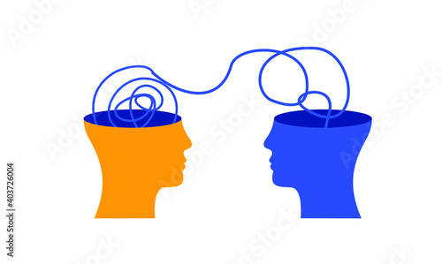 Sharing exchange ideas states of mind mental health depression awareness flat illustration design vector banner