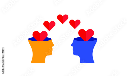 Sharing exchange ideas states of mind mental health depression awareness flat illustration design vector banner