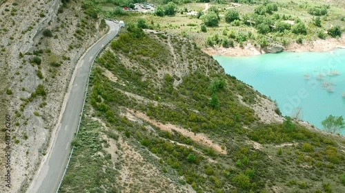 road passing along the white mountain of Catalonia Spain photo