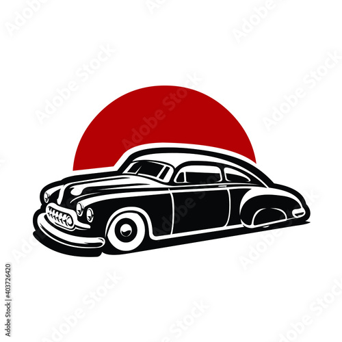 hot rod classic car vector image isolated in red background