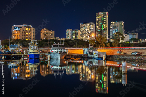 Canvastavla Frances Bay Mooring Basin (Duck pond) at night in Darwin, Northern Territory