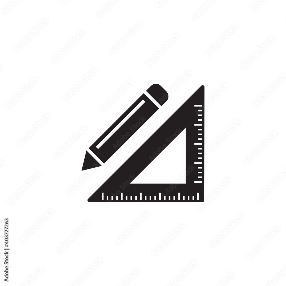 Fototapeta premium pencil and ruler icon symbol sign vector