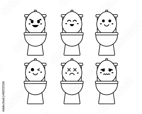 水洗トイレのベクターイラスト　便器　リノベーション　キャラクター
