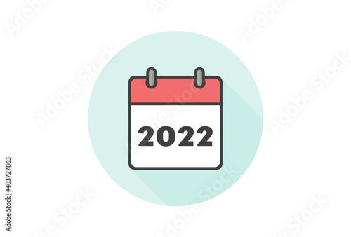 シンプルで見やすい2022年の日めくりカレンダーの表紙アイコン・丸：年賀状・新年・年中行事イメージ素材