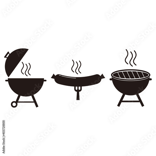 Grill bbq vector icon set illustration on white background