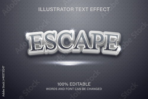 Escape editable 3d text effect with metallic gradient Premium Vector .