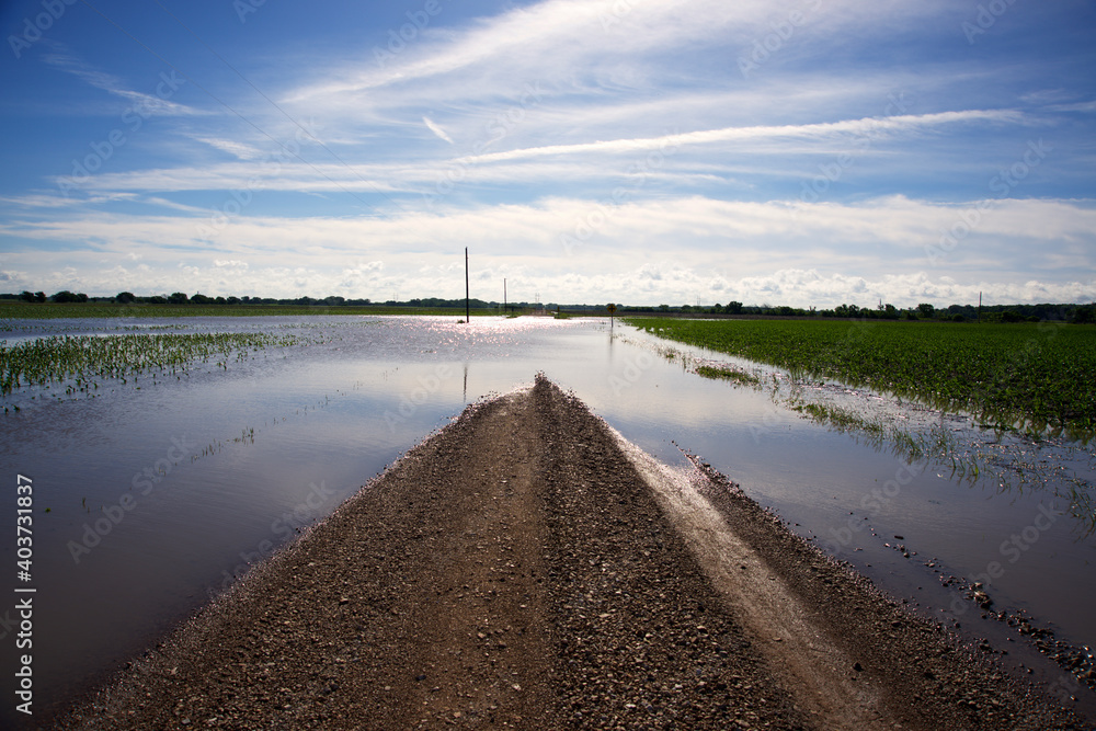 Emporia, Kansas  5-17-2015
Flooded road in Lyon County Kansas day after heavy thunderstorms and small tornado in the area yesterday 