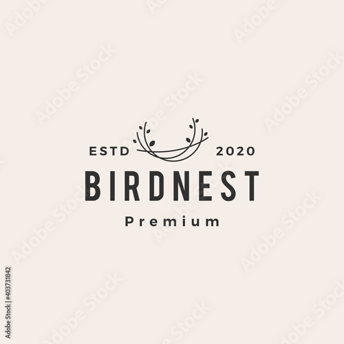 bird nest hipster vintage logo vector icon illustration