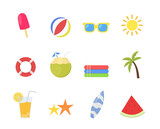 Summer time icon set in Flat style Design