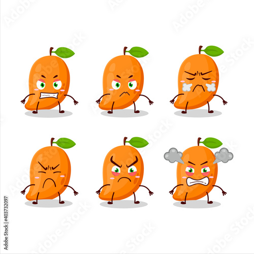 mango cartoon character with various angry expressions