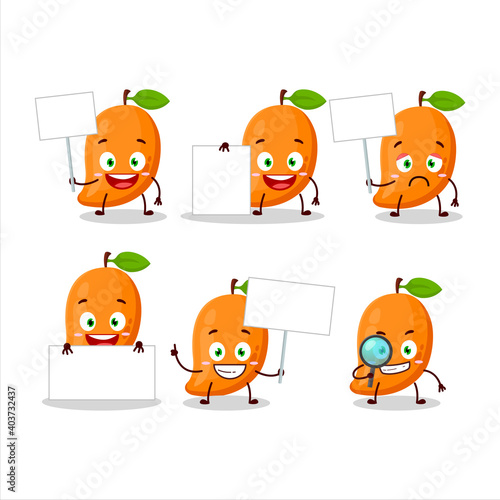 mango cartoon character in bring information board