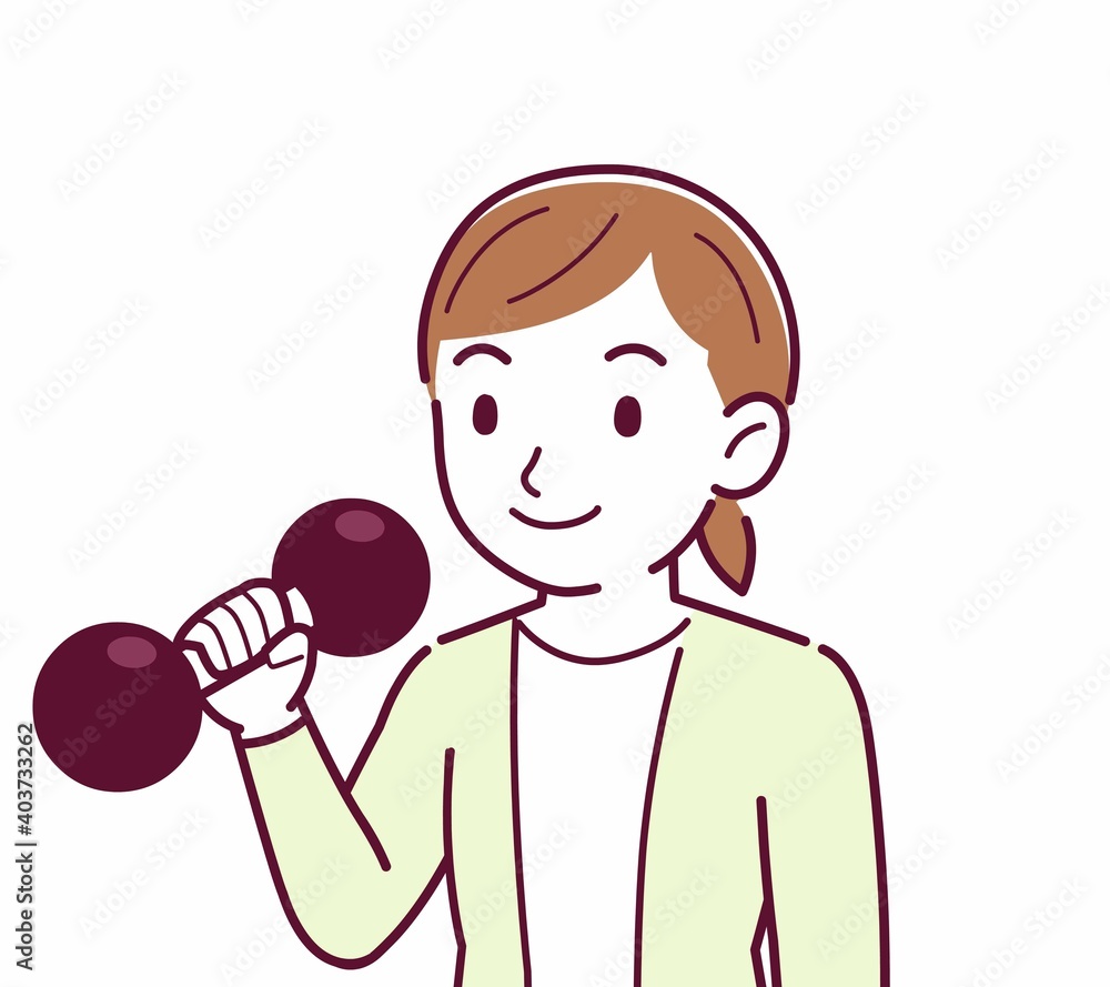 Young woman in a cardigan_Dumbbell