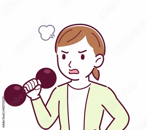 Young woman in a cardigan_Dumbbell