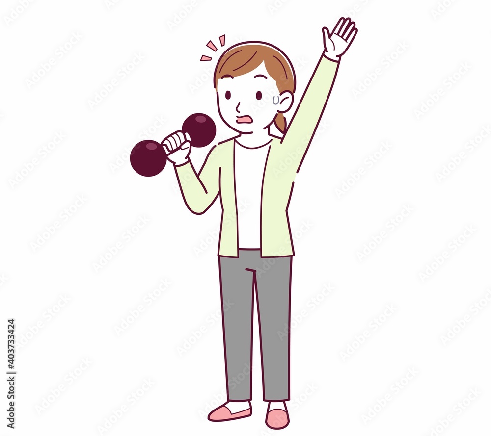 Young woman in a cardigan_Dumbbell