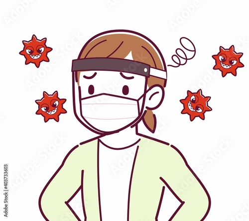 Young woman in a cardigan_faceguard