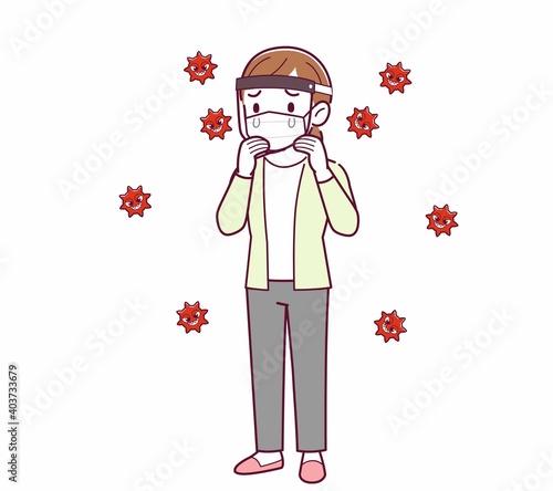 Young woman in a cardigan_faceguard