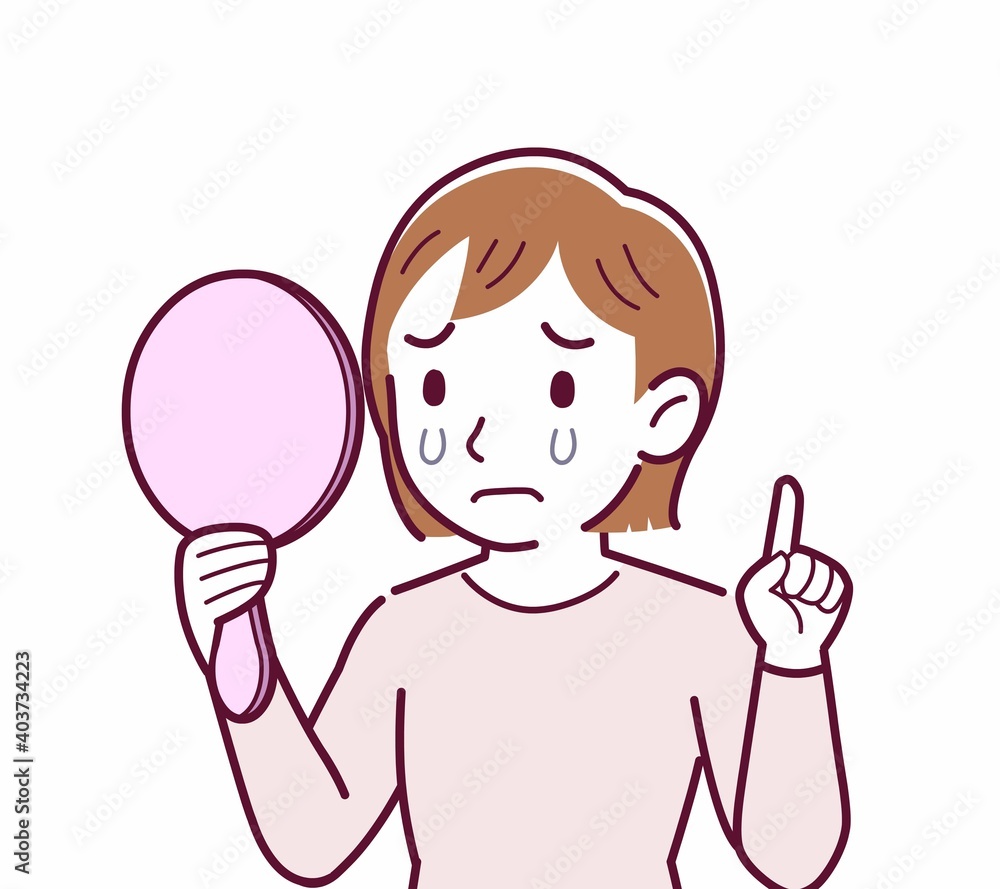 Young woman in a cardigan_mirror