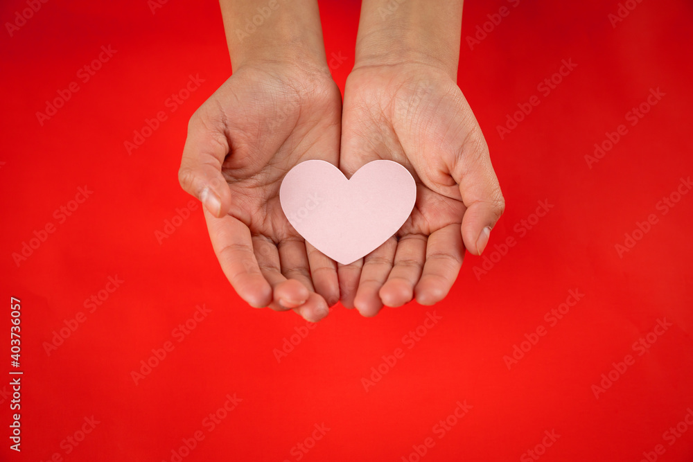 Fototapeta premium hands holding hearts, valentine's day concept