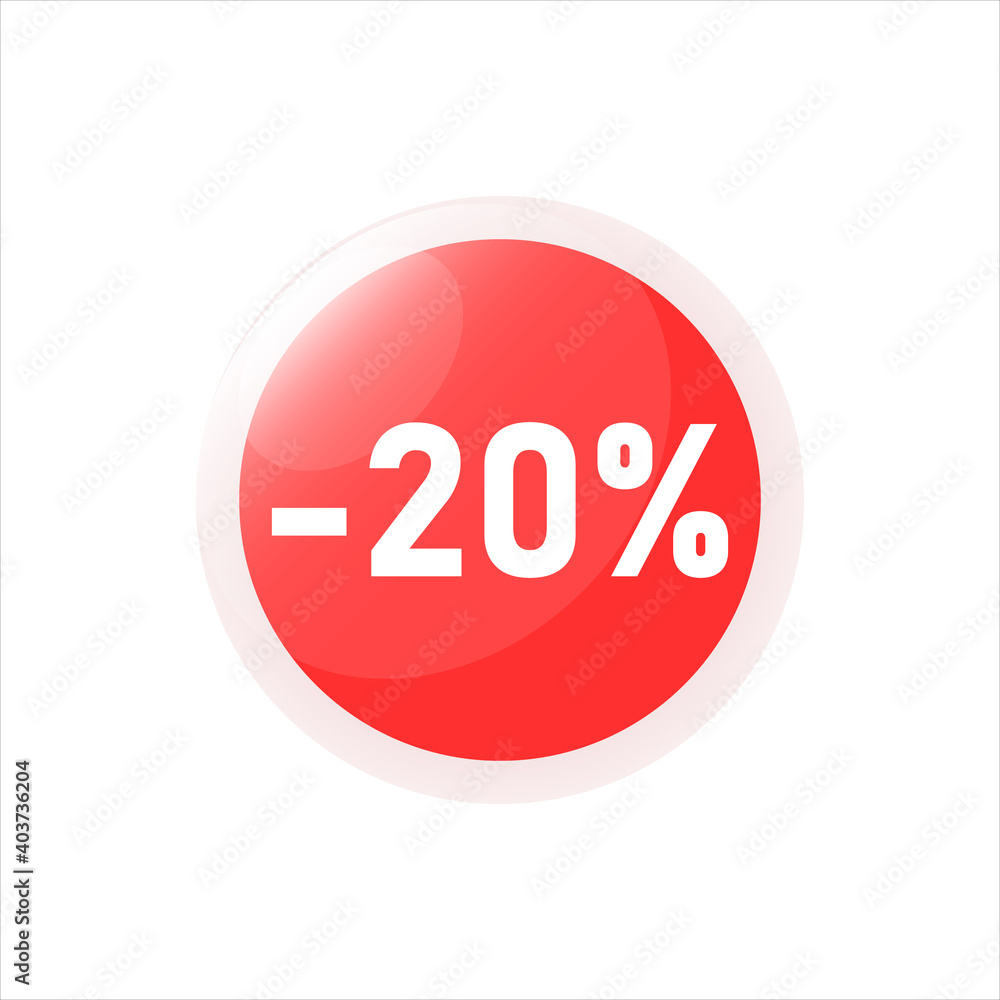 20 percent off speech bubblevector image of 20 percent discount on white background