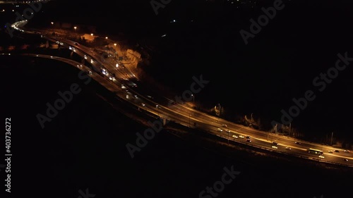 Highway with traffic at night aerial view
Drone footage tel aviv and Jerusalem Highway shot , October 2020
 photo