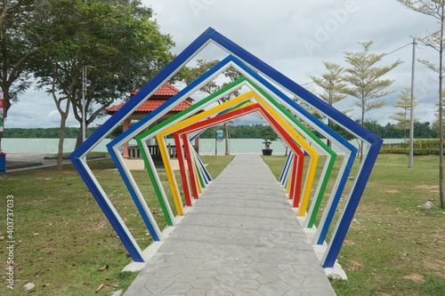 unique scupture at the playground, located at Bandar Maharani, Muar  