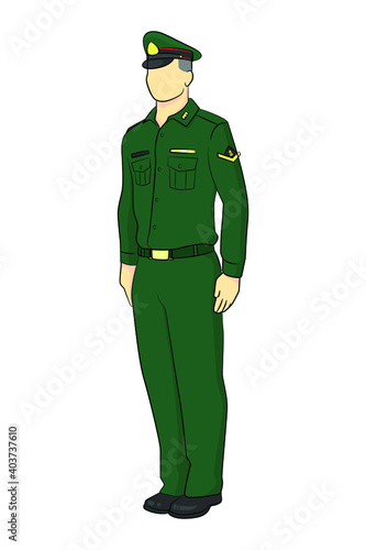 Standing Thailand army sergeant in drawing style isolated vector