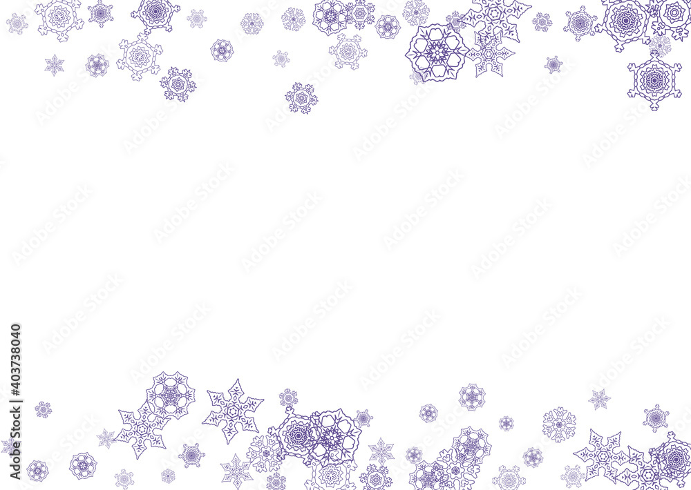 Winter border with ultraviolet snowflakes. Snow frame for flyer, gift card, invitation, business offer and ad. Christmas trendy background. Holiday winter border. New Year frosty backdrop Winter border with ultraviolet snowflakes. Snow frame for flyer, gift card, invitation, business offer and ad. Christmas trendy background. Holiday winter border. New Year frosty backdrop