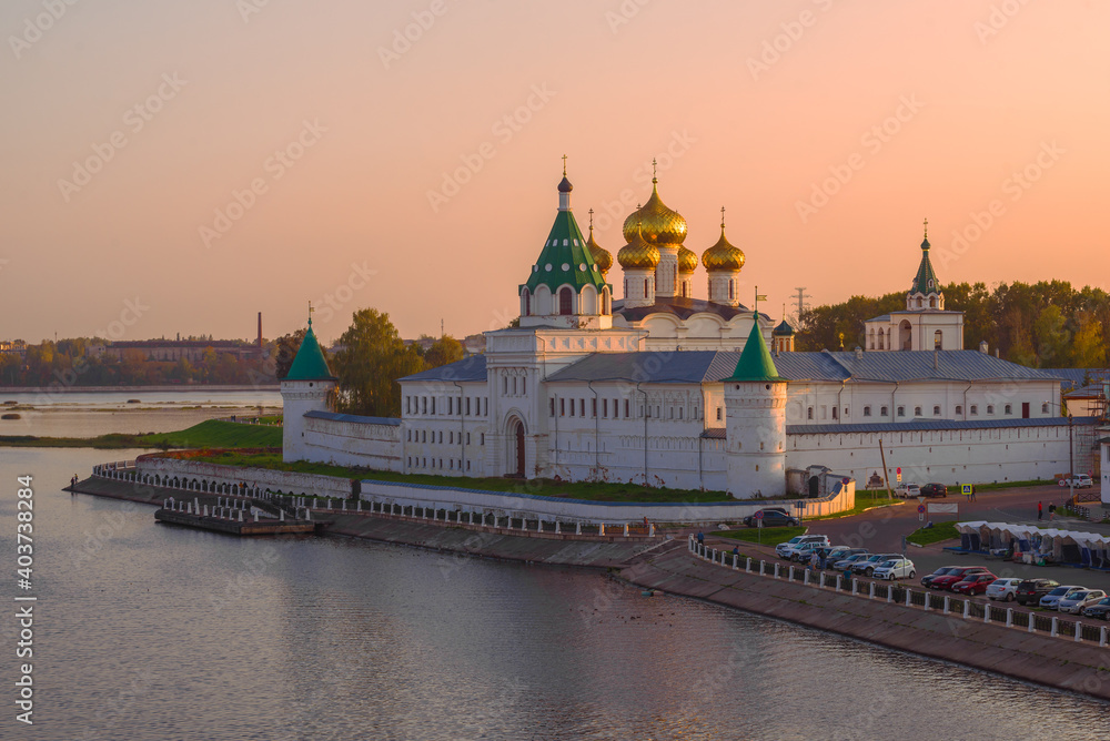 Ipatievsky monastery in a cloudless September evening. Kostroma, Golden Ring of Russia