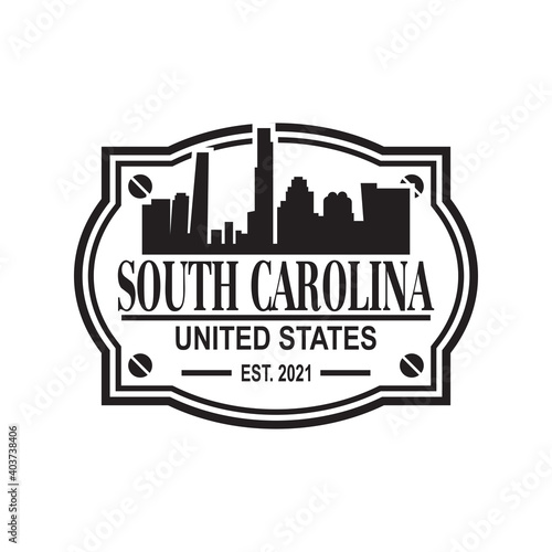 south carolina skyline silhouette vector logo
