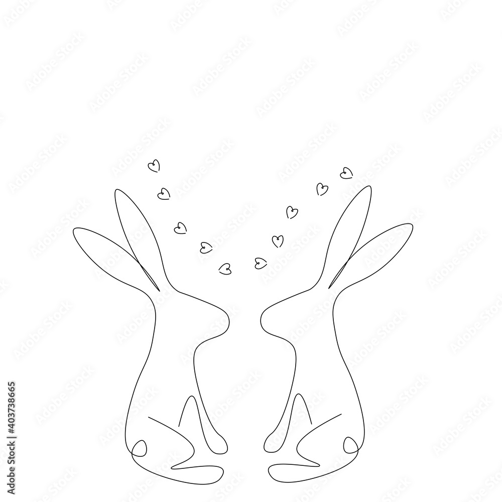 Obraz premium Hearts background, love design with bunny vector illustration