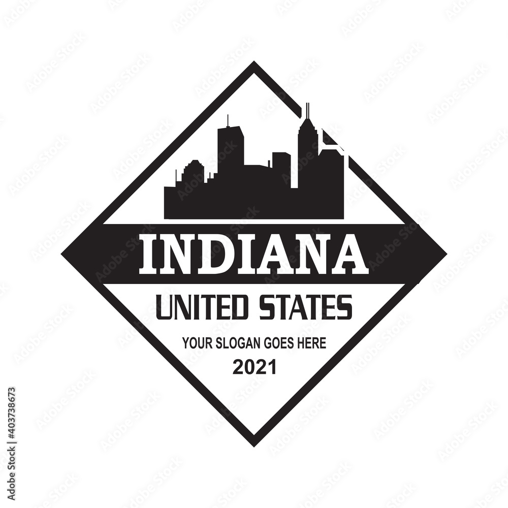 Obraz premium indiana skyline silhouette vector logo