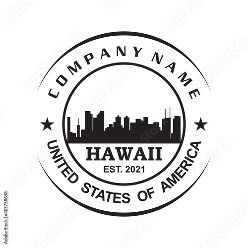 hawaii skyline silhouette vector logo