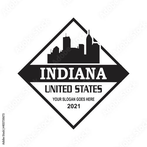 indiana skyline silhouette vector logo