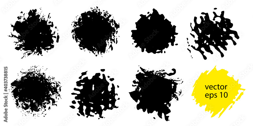 Vector collection of paint stains, brush strokes, splashes, isolated, on a transparent background. Abstract elements for creative decoration. Vector collection of paint stains, brush strokes, splashes, isolated, on a transparent background. Abstract elements for creative decoration.