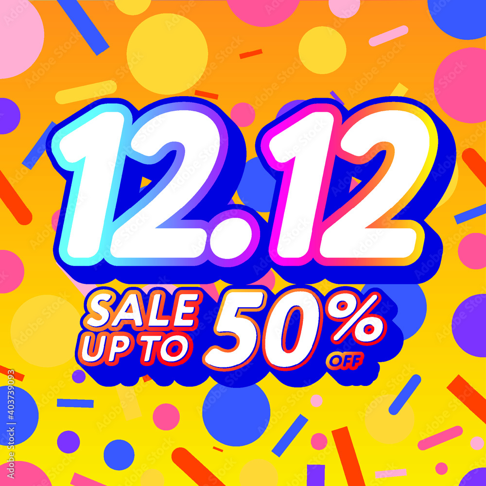 12.12 Shopping day sale banner design. Global shopping world day Sale on vivid color background. Vector illustrations.
