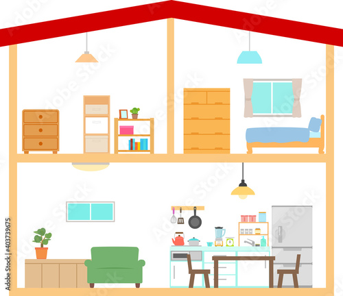 2階建て戸建住宅の屋内のイメージ