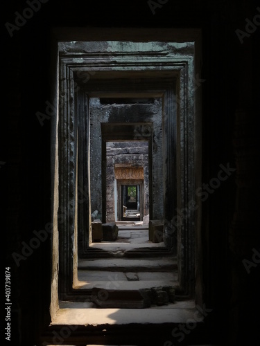 A corridor in Angkor Wat, Cambodia.