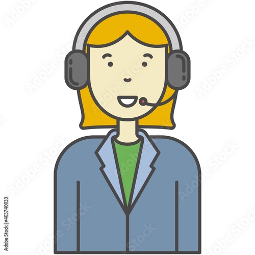 Call-centre or technical support operator vector icon