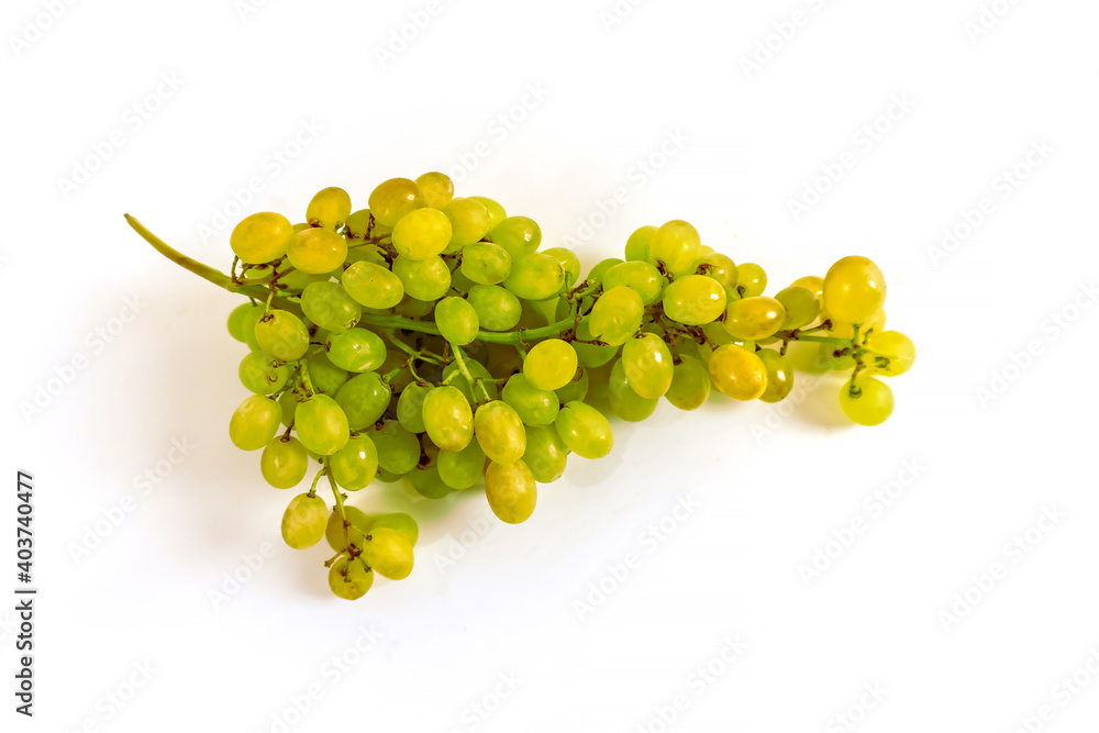 photo of green grapes on a white background close up