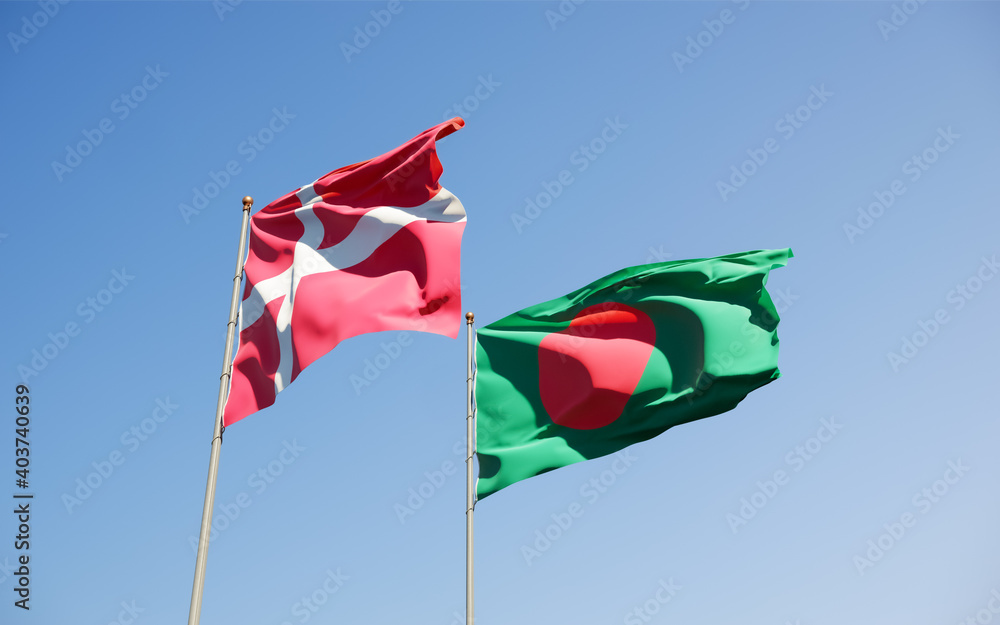 Flags of Denmark and Bangladesh.