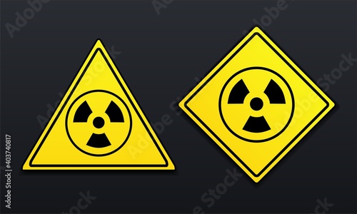 Set of warning radioactive zone sign. Biohazard. Dangerous radiation area. Illustration vector